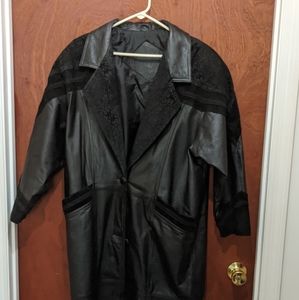 ladies long leather coat